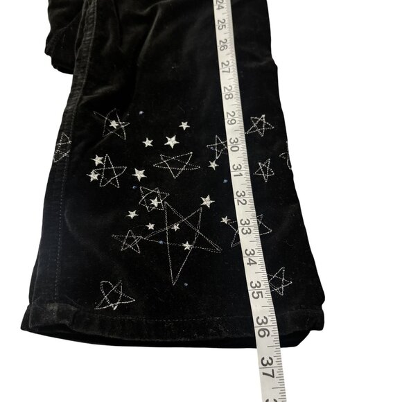 Vintage 90s Gap Girls Black Velvet Cotton Embroidered Star Wide Leg Pants Size12 - Picture 6 of 10